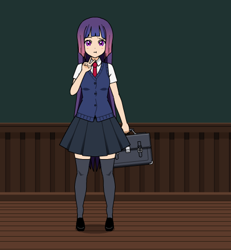 Size: 416x451 | Tagged: safe, twilight sparkle, human, g4, briefcase, clothes, humanized, kisekae, necktie, shirt, shoes, skirt, socks, solo, thigh highs, thigh socks