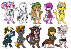 Size: 1280x895 | Tagged: safe, artist:mykegreywolf, oc, oc only, oc:shadowed ember, oc:vodka martini, original species, pegasus, shark, shark pony, unicorn, anthro, breasts, chibi, furry, furry oc, horn, pegasus oc, pubic fluff, simple background, unicorn oc, white background