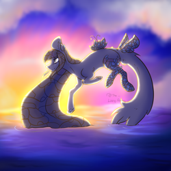 Size: 2048x2048 | Tagged: safe, artist:thelazyponyy, oc, oc only, pony, backlighting, flying, high res, outdoors, solo, water