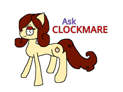 Size: 960x720 | Tagged: safe, artist:wonderwolf51, oc, oc only, oc:clockmare, earth pony, pony, series:ask clockmare, ask, simple background, solo, white background