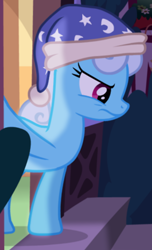 Size: 406x666 | Tagged: safe, artist:jan, linky, shoeshine, earth pony, pony, ask the crusaders, g4, angry, cropped, female, flower, frown, hat, mare, moon, night, nightcap, show accurate, stars