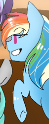 Size: 117x295 | Tagged: safe, artist:sirena-flitter, edit, rainbow dash, pegasus, pony, g4, cropped, female, mare, multicolored hair, rainbow hair, raised hoof, smiling