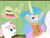 Size: 2048x1556 | Tagged: safe, artist:wingcommanderrudoji, nurse redheart, princess celestia, alicorn, earth pony, pony, g4, angry, bandage, cake, cakelestia, crumbs, female, food, glowing, glowing horn, horn, hospital, injured, magic, magic aura, mare, messy eating, neck brace, ponyville hospital, telekinesis, text