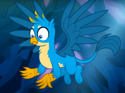 Size: 876x656 | Tagged: safe, screencap, gallus, griffon, g4, uprooted, cropped, male, solo, spread wings, wings