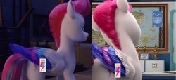 Size: 1762x804 | Tagged: safe, edit, edited screencap, screencap, zipp storm, pegasus, pony, g5, my little pony: a new generation, my little pony: make your mark, my little pony: make your mark chapter 1, spoiler:my little pony: a new generation, spoiler:my little pony: make your mark, butt, comparison, cropped, cutie mark, female, mare, plot, solo