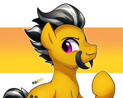 Size: 5000x4000 | Tagged: safe, artist:maren, oc, oc only, oc:dusty katt, earth pony, pony, 2020, absurd resolution, facial hair, male, moustache, old art, outline, pointing at self, sitting, solo, stallion