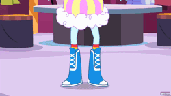 Size: 1280x720 | Tagged: safe, screencap, rainbow dash, rarity, human, equestria girls, g4, my little pony equestria girls, animated, clothes, dress, female, gif, gifs.com, puffy sleeves, rainbow dash always dresses in style, this is our big night