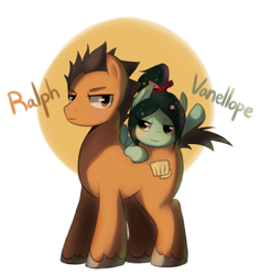 Size: 2005x2124 | Tagged: safe, artist:maren, earth pony, pony, 2013, female, filly, foal, male, old art, ponified, simple background, stallion, vanellope von schweetz, white background, wreck-it ralph, wreck-it ralph (character)