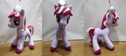 Size: 11520x5120 | Tagged: safe, sugar moonlight, earth pony, pony, g5, anti-mind reading cap, commission, irl, multiple views, photo, plushie