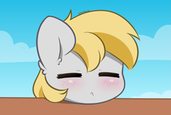 Size: 5467x3682 | Tagged: safe, artist:kittyrosie, derpy hooves, pegasus, pony, g4, absurd resolution, anime reference, blushing, cloud, cute, derpabetes, eyes closed, female, mare, sky, sleeping, solo