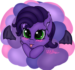 Size: 2304x2147 | Tagged: safe, artist:supershadow_th, oc, oc only, oc:lazytentacle, bat pony, pony, :p, blushing, female, green eyes, high res, purple, simple background, solo, tentacles, tongue out, transparent background
