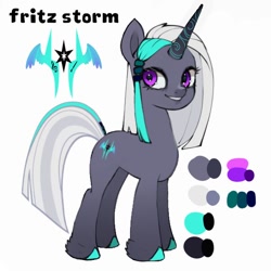 Size: 600x600 | Tagged: safe, artist:505p0ni, oc, oc only, oc:fritz storm, pony, unicorn, reference sheet, simple background, solo, white background