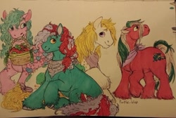 Size: 640x429 | Tagged: safe, artist:purple-blep, salty (g1), steamer (g1), pony, g1, apple delight, bright bouquet, male, photo, sitting, stallion, standing, traditional art