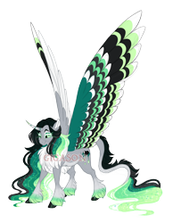 Size: 3900x4800 | Tagged: safe, artist:gigason, oc, oc only, oc:toxic kiss, alicorn, pony, absurd resolution, alicorn oc, colored wings, eyeshadow, female, horn, looking at you, makeup, mare, multicolored wings, obtrusive watermark, signature, simple background, smiling, smiling at you, solo, spread wings, transparent background, watermark, wings