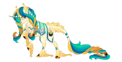 Size: 4900x2500 | Tagged: safe, artist:gigason, oc, oc:neper, classical unicorn, pony, unicorn, cloven hooves, curved horn, horn, leonine tail, male, obtrusive watermark, simple background, solo, stallion, transparent background, unshorn fetlocks, watermark