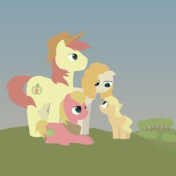Size: 2550x2550 | Tagged: safe, artist:methcurie, applejack, big macintosh, bright mac, pear butter, earth pony, pony, g4, colt big macintosh, female, filly, filly applejack, high res, male, tree, younger