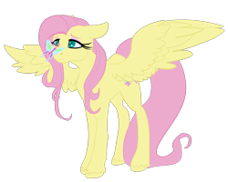Size: 1985x1588 | Tagged: safe, artist:rosetinting, fluttershy, butterfly, pegasus, pony, g4, butterfly on nose, female, floppy ears, insect on nose, looking at something, mare, simple background, solo, spread wings, standing, three quarter view, transparent background, wings