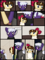 Size: 1750x2333 | Tagged: safe, artist:99999999000, oc, oc only, oc:firearm king, oc:mar baolin, earth pony, pony, unicorn, comic:journey, clothes, comic, couch, duo, duo male and female, female, horn, male, unicorn oc