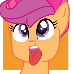 Size: 5136x5208 | Tagged: safe, artist:milkyboo898, scootaloo, pegasus, pony, g4, ahegao, bust, cutie mark crusaders, open mouth, solo, tongue out
