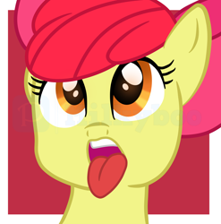 Size: 5136x5208 | Tagged: safe, alternate character, alternate version, artist:milkyboo898, apple bloom, earth pony, pony, g4, ahegao, bust, open mouth, solo, tongue out