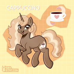 Size: 2000x2000 | Tagged: safe, artist:seasemissary, oc, oc:capuccino, pony, unicorn, female, high res, mare, solo