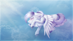 Size: 3840x2160 | Tagged: safe, artist:fluxittu, oc, pegasus, pony, cloud, female, high res, mare, sleeping, solo