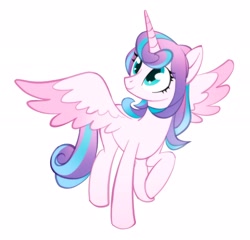 Size: 2434x2337 | Tagged: safe, artist:peachmichea, princess flurry heart, alicorn, pony, g4, high res, older, older flurry heart, simple background, smiling, solo, spread wings, white background, wings