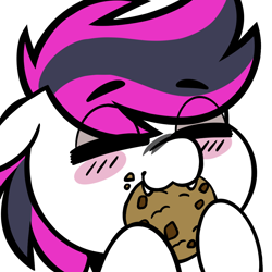 Size: 1080x1080 | Tagged: safe, artist:lrusu, oc, oc only, oc:lance, bat pony, pony, cookie, food, simple background, solo, transparent background