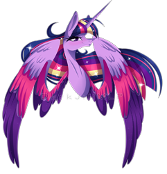 Size: 4195x4358 | Tagged: safe, artist:darkjillmlp123, twilight sparkle, alicorn, pony, g4, absurd resolution, colored wings, multicolored wings, rainbow power, simple background, solo, transparent background, twilight sparkle (alicorn), wings