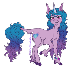 Size: 1951x1777 | Tagged: safe, artist:caffeinatedcarny, izzy moonbow, pony, unicorn, g5, chin fluff, cloven hooves, female, fluffy, horn runes, leonine tail, mare, simple background, solo, tail, transparent background, unshorn fetlocks