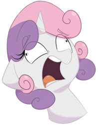Size: 479x608 | Tagged: safe, artist:chaosllama, sweetie belle, pony, unicorn, g4, meme, out of context, screaming, simple background, solo, tongue out, transparent background, wall eyed