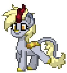 Size: 832x912 | Tagged: safe, artist:twilyisbestpone, derpibooru exclusive, derpy hooves, kirin, pony town, animated, cloven hooves, cute, derpabetes, female, gif, kirin derpy hooves, kirin-ified, leonine tail, pixel art, simple background, smiling, solo, species swap, tail, transparent background, trotting, trotting in place, walking