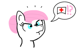 Size: 600x380 | Tagged: artist needed, source needed, safe, nurse redheart, g4, angry, hatless, missing accessory, scrunchy face, simple background, solo, white background