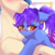 Size: 1900x1900 | Tagged: safe, artist:kawipie, oc, oc:evening lily, oc:moonshot, bat pony, blushing, chest fluff, ear piercing, female, male, piercing, ponytail, ship:eveshot, shipping, size difference, snuggling, straight