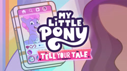 Size: 3410x1920 | Tagged: safe, screencap, izzy moonbow, pipp petals, zipp storm, earth pony, pegasus, pony, unicorn, all that jazz, g5, my little pony: tell your tale, spoiler:g5, spoiler:my little pony: tell your tale, spoiler:tyts01e27, cellphone, female, high res, male, mare, my little pony logo, one eye closed, phone, smartphone, smiling, solo focus, stallion, unnamed character, unnamed pony, wink, youtube link