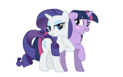 Size: 754x478 | Tagged: safe, artist:almostfictional, artist:pinkied, artist:wynsten, edit, edited edit, editor:enrique zx, rarity, twilight sparkle, alicorn, pony, unicorn, g4, background removed, cute, duo, duo female, edges removed, female, horn, implied lesbian, implied shipping, lesbian, mare, raribetes, ship:rarilight, shipping, simple background, spanish, spanish description, translated in the comments, transparent background, twiabetes, twilight sparkle (alicorn), vector