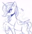 Size: 1918x2048 | Tagged: safe, artist:maren, princess luna, alicorn, pony, g4, alternate hairstyle, alternate universe, doodle, female, glare, mare, raised hoof, solo