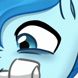 Size: 720x720 | Tagged: safe, artist:maren, oc, oc only, oc:blue chewings, earth pony, pony, animated, close-up, eye, no sound, pinpoint eyes, solo, webm