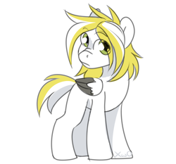Size: 3000x2800 | Tagged: safe, artist:xwosya, oc, oc:sparrow goon, pegasus, pony, big eyes, cute, foal, high res, male, simple background, simple shading, sketch, solo, standing, white background, younger