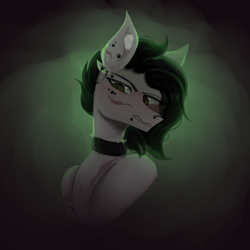 Size: 2048x2048 | Tagged: safe, artist:neonbugzz, oc, oc:pen break, earth pony, pony, angry, bust, high res, looking at you, portrait