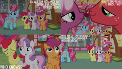 Size: 4400x2475 | Tagged: safe, edit, edited screencap, editor:quoterific, screencap, apple bloom, big macintosh, cheerilee, cup cake, scootaloo, sweetie belle, earth pony, pegasus, pony, unicorn, g4, hearts and hooves day (episode), cutie mark crusaders, female, filly, foal, male, mare, stallion