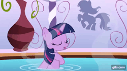 Size: 640x360 | Tagged: safe, screencap, twilight sparkle, pony, unicorn, g4, green isn't your color, season 1, animated, bathing, female, gif, gifs.com, mare, ouch, pinkie promise, solo, unicorn twilight