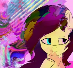 Size: 2048x1923 | Tagged: safe, artist:cuttooth80808, part of a set, oc, oc only, oc:princess schizo, earth pony, pony, album, album cover, album parody, earth pony oc, error, glitch, irly, music, parody, part of a series, schizo en diferentes albums/videos musicales, schizo on different albums/music videos, sewerslvt, solo