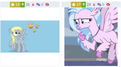 Size: 468x261 | Tagged: safe, artist:milkyboo898, screencap, derpy hooves, silverstream, classical hippogriff, hippogriff, pegasus, pony, derpibooru, g4, school daze, cropped, female, jewelry, juxtaposition, meta, necklace, screenshots, spread wings, wallpaper, wings
