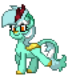 Size: 816x912 | Tagged: safe, artist:twilyisbestpone, derpibooru exclusive, lyra heartstrings, kirin, pony town, g4, animated, cloven hooves, cute, female, gif, kirin lyra heartstrings, kirin-ified, leonine tail, lyrabetes, pixel art, simple background, smiling, solo, species swap, tail, transparent background, trotting, trotting in place, walking