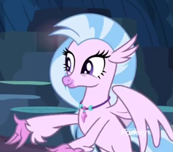 Size: 990x866 | Tagged: safe, screencap, silverstream, classical hippogriff, hippogriff, g4, uprooted, cropped, cute, diastreamies, jewelry, necklace, solo, spread arms