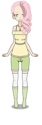 Size: 231x685 | Tagged: safe, artist:hej, fluttershy, human, g4, boots, clothes, female, humanized, jewelry, kisekae, necklace, shirt, shoes, shorts, simple background, socks, solo, transparent background