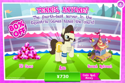 Size: 1957x1299 | Tagged: safe, gameloft, ace point, earth pony, pony, g4, my little pony: magic princess, advertisement, costs real money, english, facial hair, gem, introduction card, male, sale, stallion