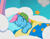 Size: 1400x1080 | Tagged: safe, screencap, rainbow dash (g3), earth pony, pony, g3, pinkie pie's special day, bed, bedroom, cute, daaaaaaaaaaaw, eyes closed, female, g3 dashabetes, mare, morning, rainbow, sleeping, smiling, solo, stars, sweet dreams fuel