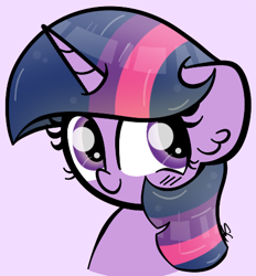 Size: 425x458 | Tagged: safe, artist:sugarcloud12, twilight sparkle, pony, g4, bust, portrait, purple background, simple background, solo